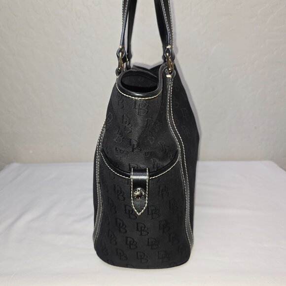 Dooney & Bourke Large Black Signature / Logo Canvas Shoulder Tote Bag - Picture 6 of 15
